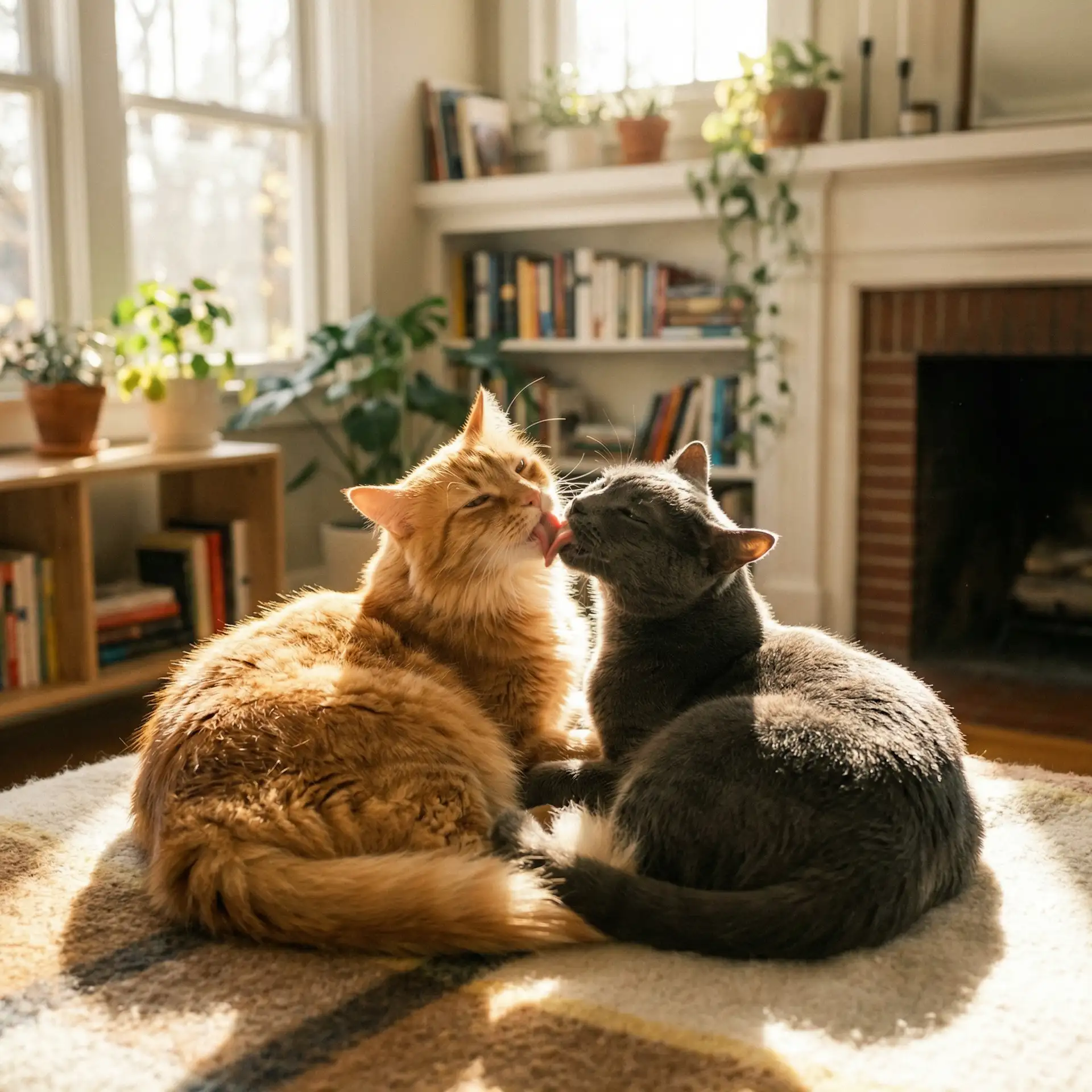 两只猫互相梳毛 - 大势的百合